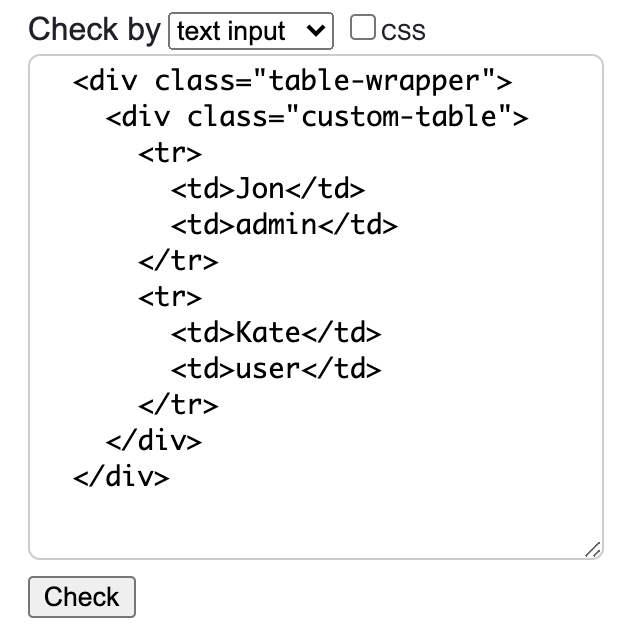 Invalid HTML in the input on the validator.w3.org website.